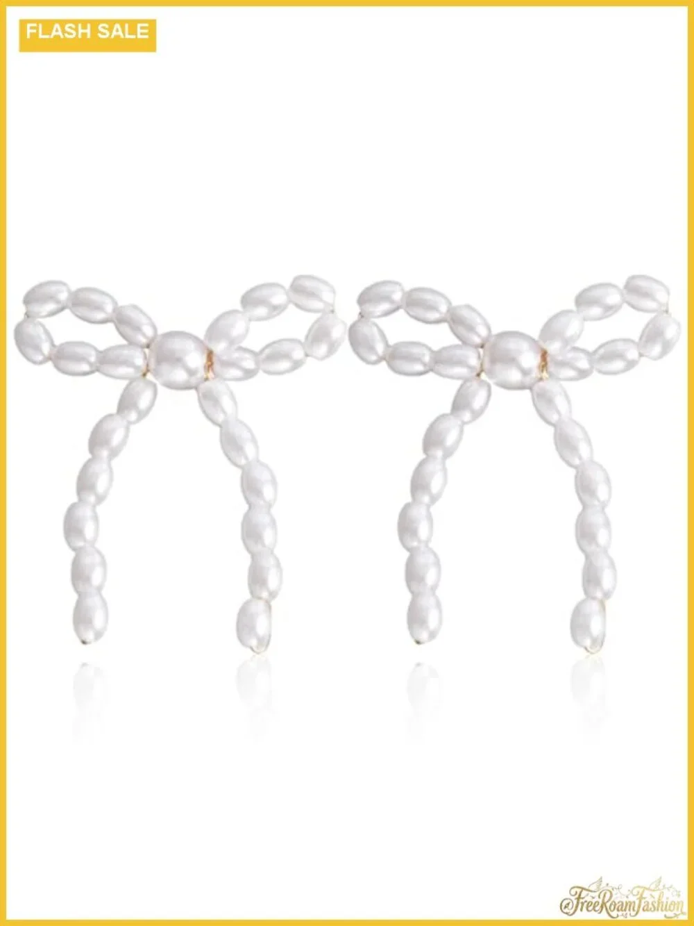 Gold Bow Knot Stud Earrings Women Faux Pearl Small Simple Jewelry